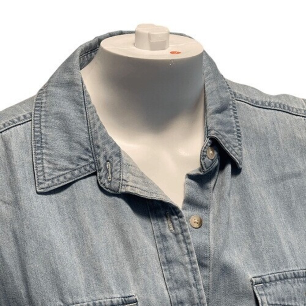 7 For All Mankind Chambray Sleeveless Belted Shirt Dress Light Blue Size S - Picture 3 of 11